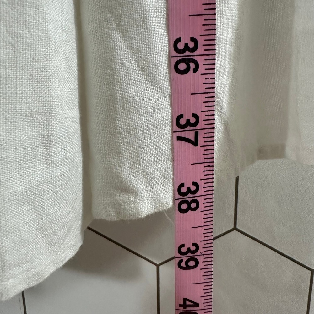 Laura Ashley White Linen Blend Tiered Maxi Skirt Elastic Waist Pockets‎ Large - Picture 7 of 8